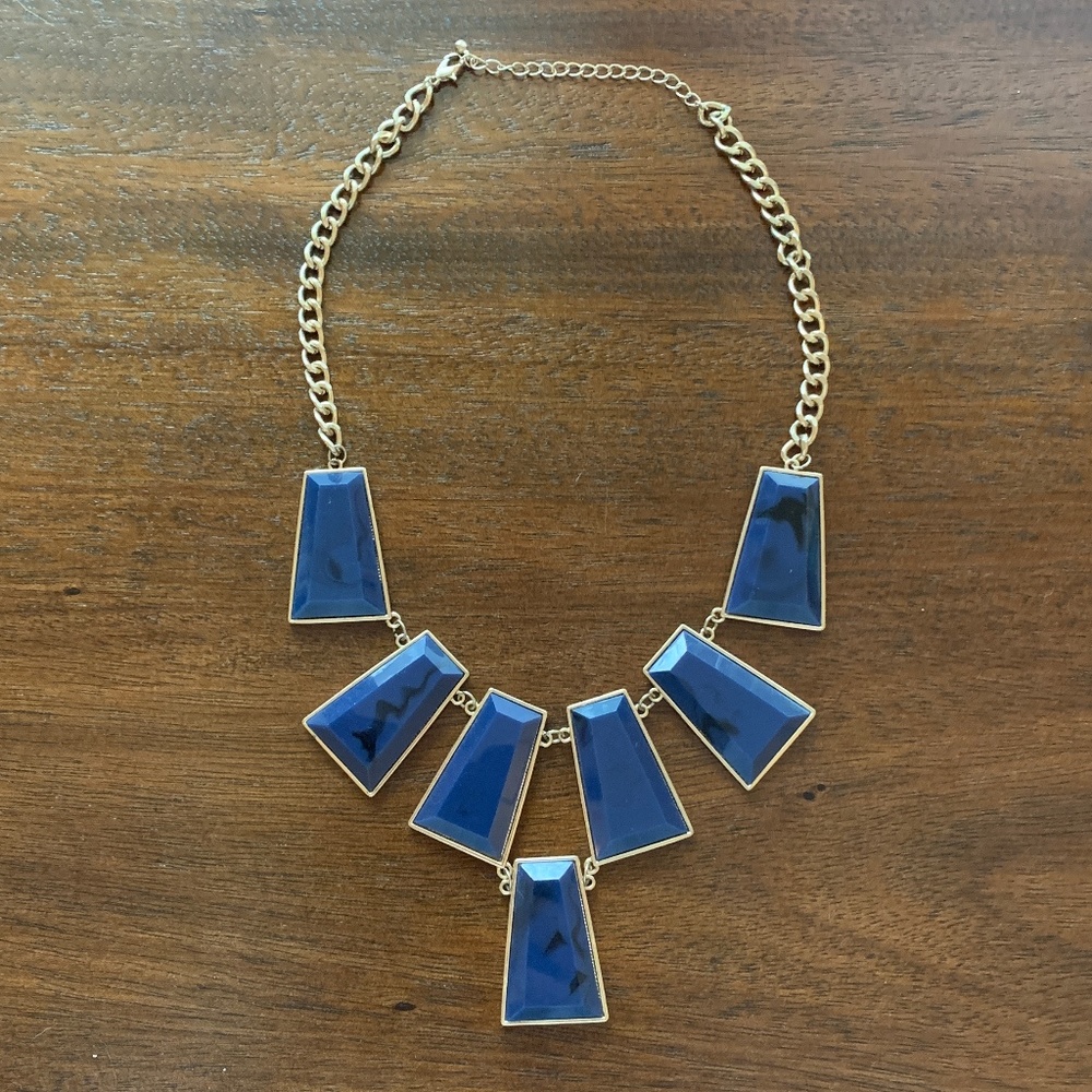 Navy/Gold Blocked Statement Necklace